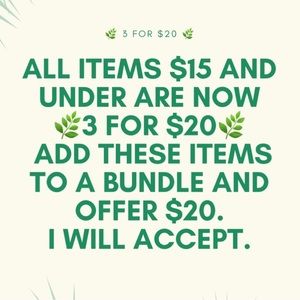 All listings/items $15 and under are 🌿3 for $20🌿. Bundle jeans, shorts, tops!